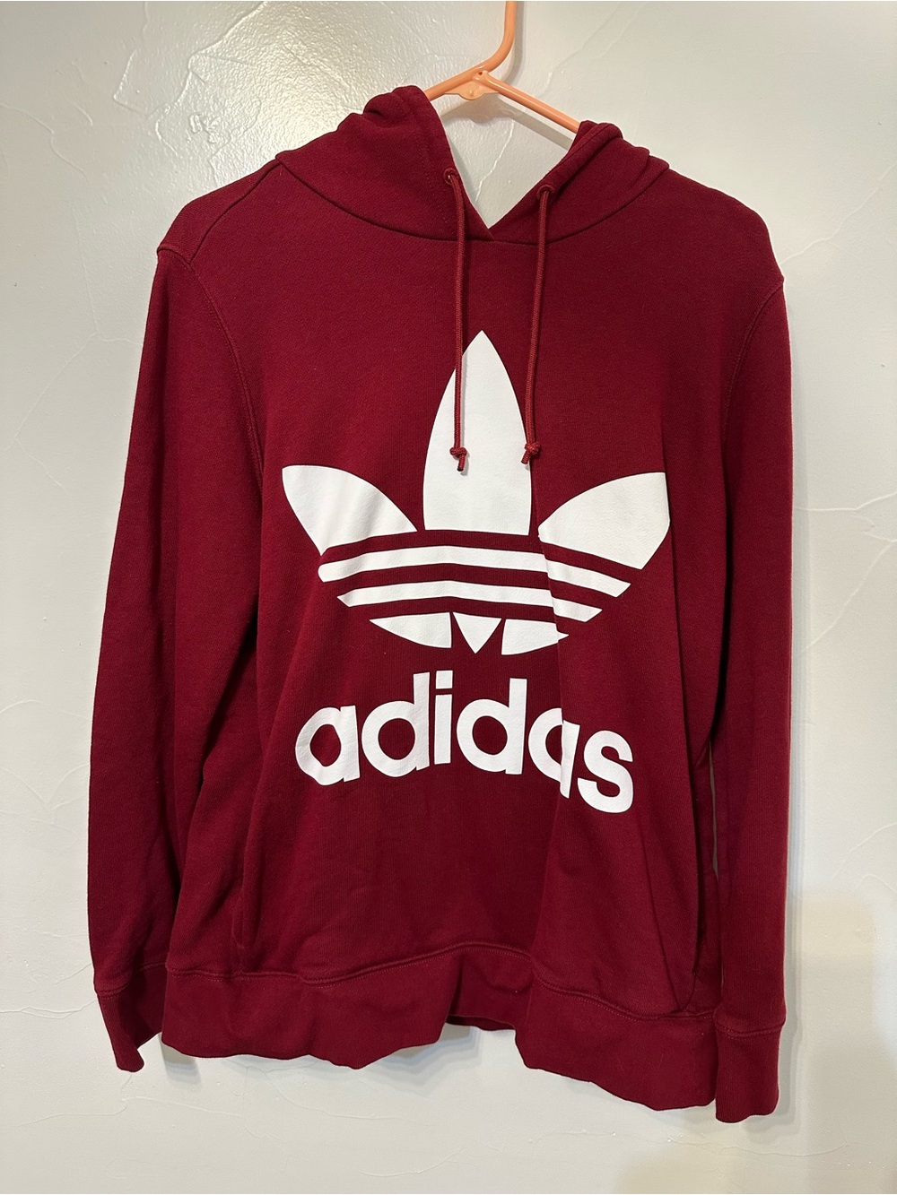 adidas Maroon Pullover Hoodie with Black Trefoil Tag